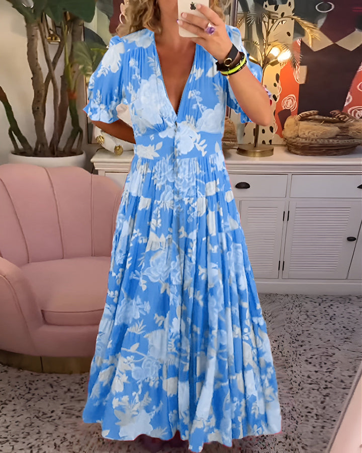 Lina | Vestido Floral con Cuello en V