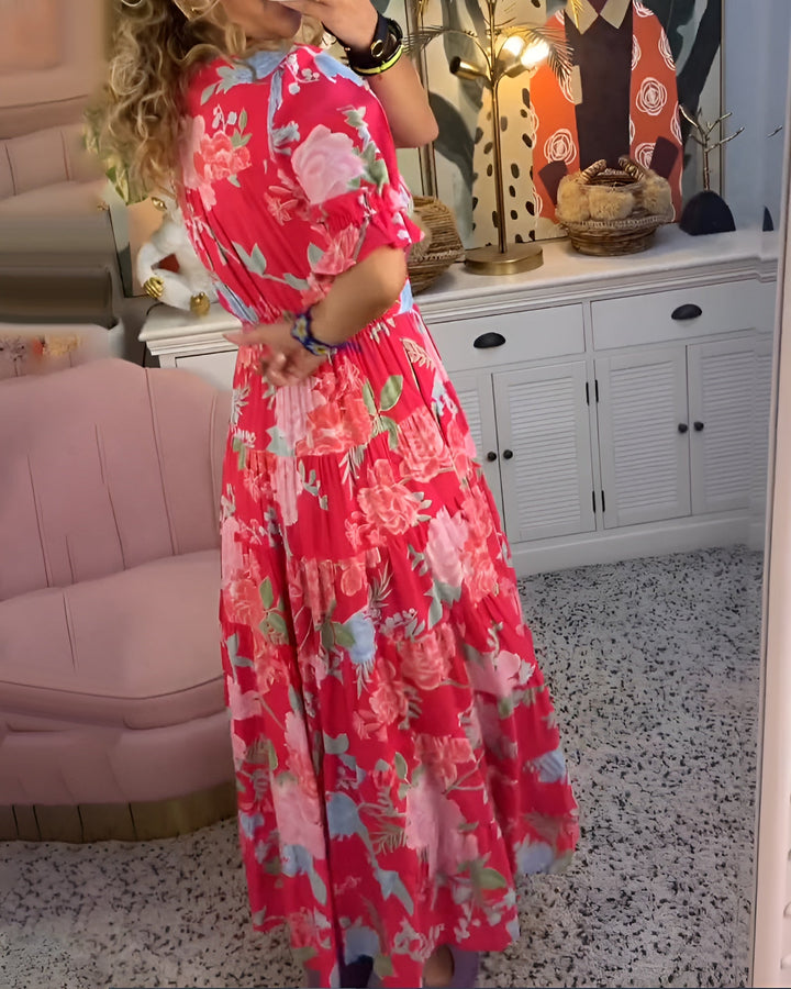 Lina | Vestido Floral con Cuello en V