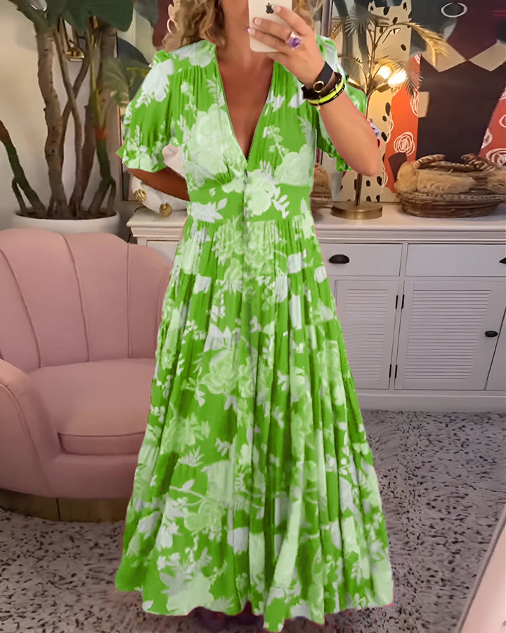 Lina | Vestido Floral con Cuello en V