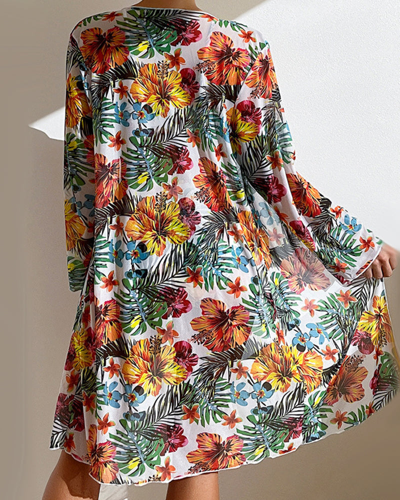 Set De Bikini Floral Con Cover-Up Incluido
