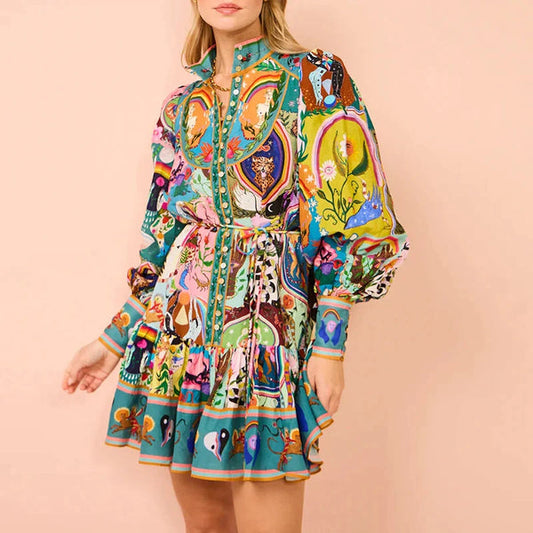 Sueño Bohemio | Vestido Corto de Mangas Largas