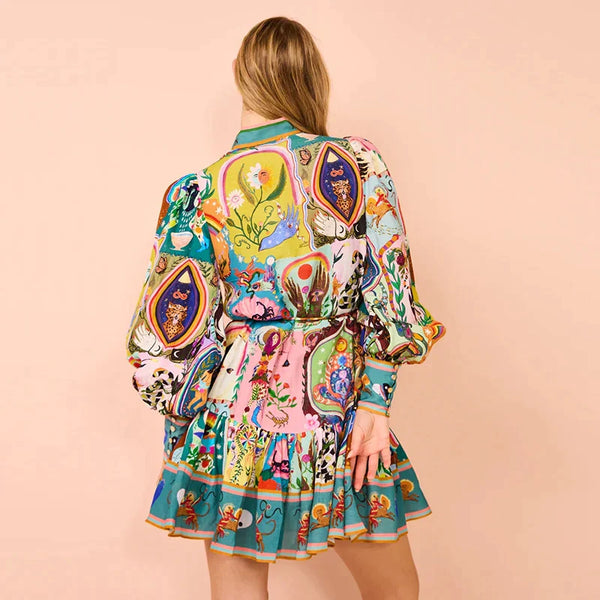 Sueño Bohemio | Vestido Corto de Mangas Largas