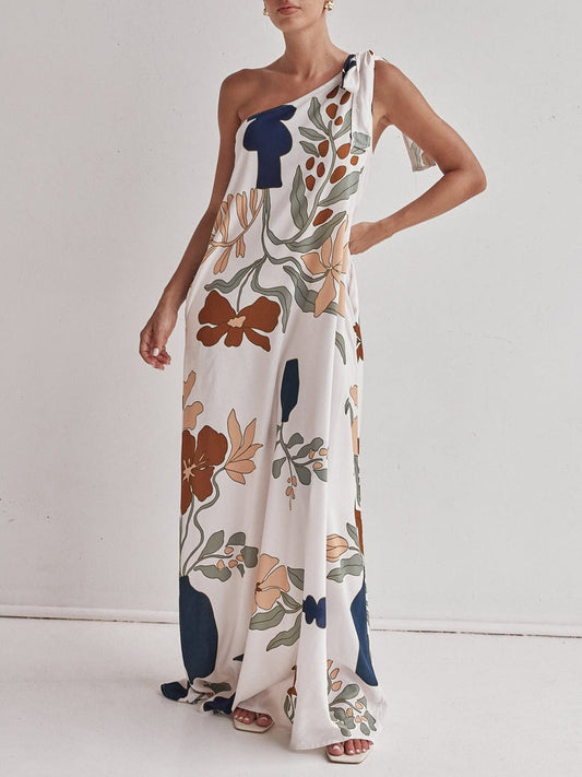 Lía – Vestido Estampado One Shoulder