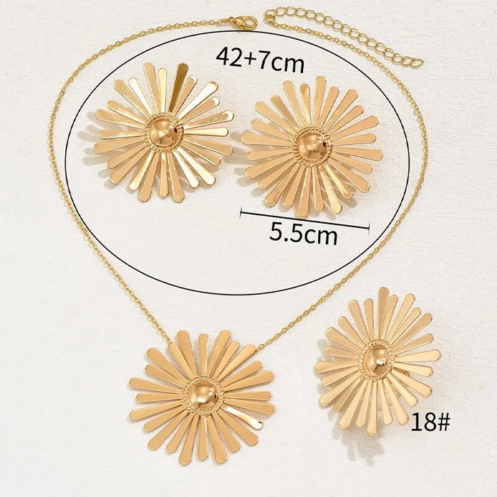 Conjunto de Joyería Flor Dorada (3 Piezas)