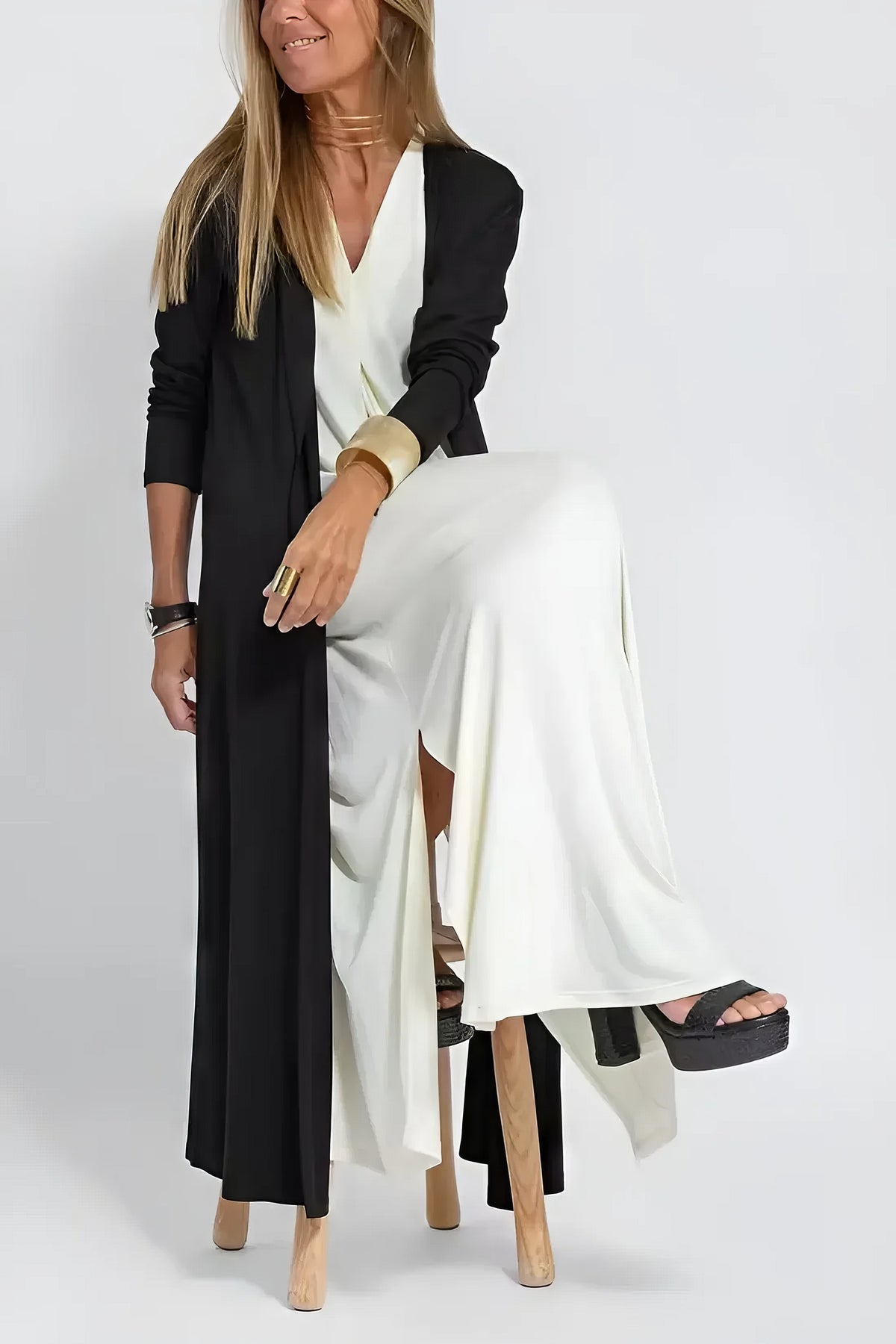 VESTIDO LARGO ELEGANTE + CÁRDIGAN A JUEGO DE REGALO