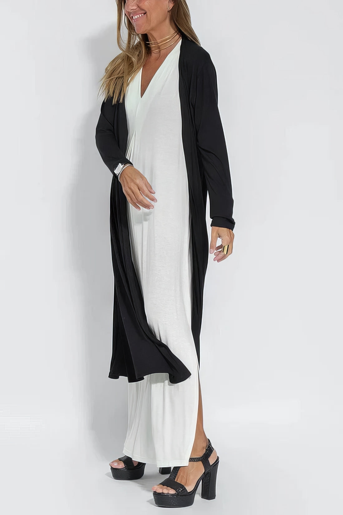 VESTIDO LARGO ELEGANTE + CÁRDIGAN A JUEGO DE REGALO