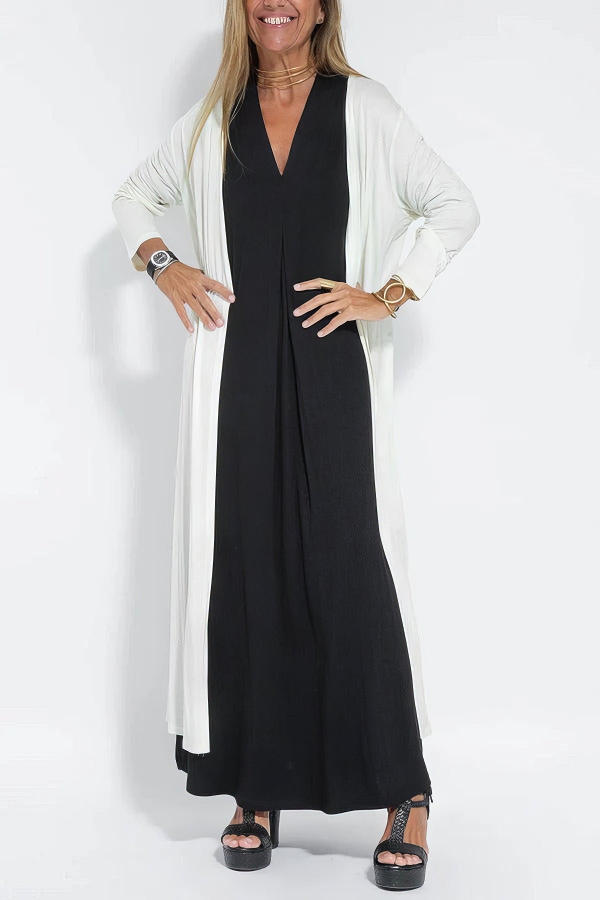 VESTIDO LARGO ELEGANTE + CÁRDIGAN A JUEGO DE REGALO