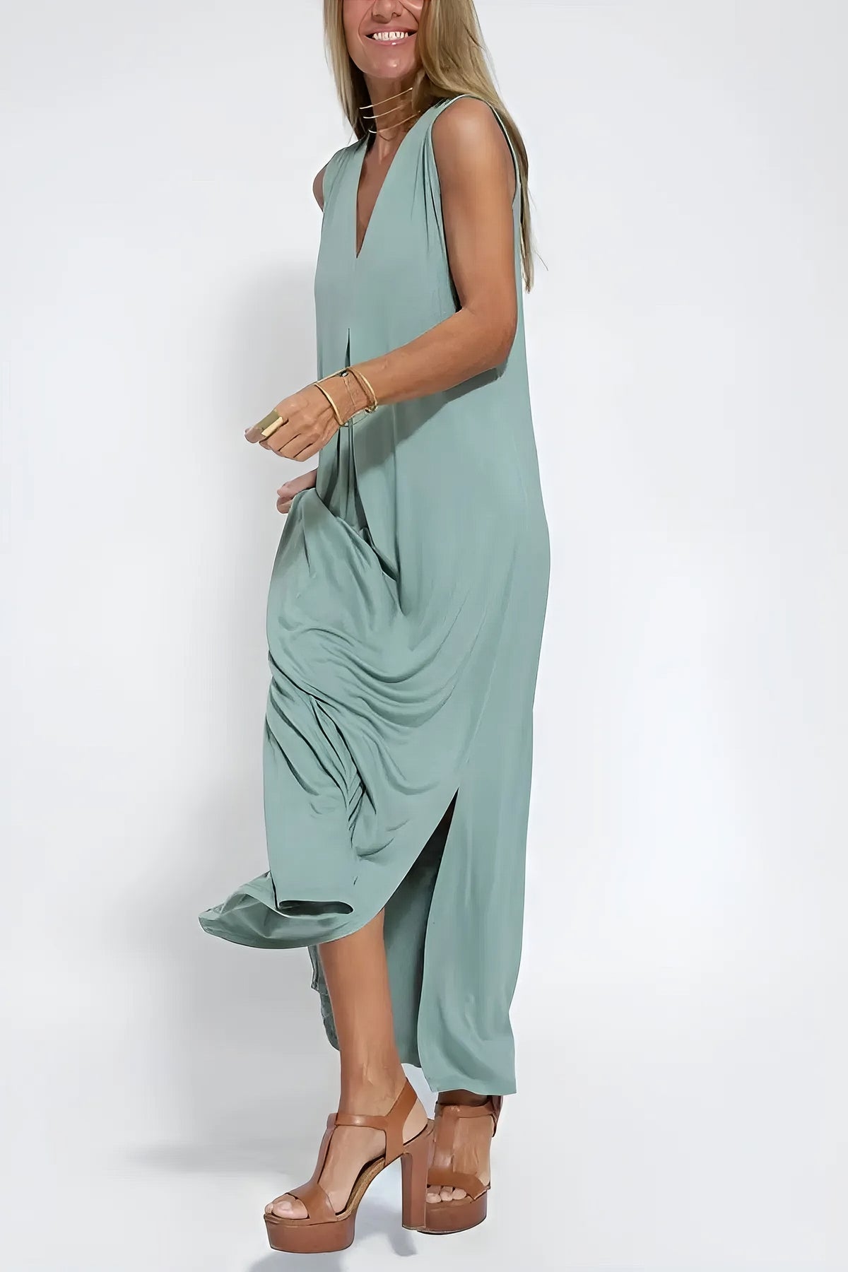VESTIDO LARGO ELEGANTE + CÁRDIGAN A JUEGO DE REGALO